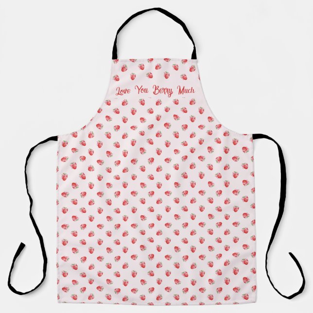 Pastel Pink Coquette Strawberry Personalised Apron (Front)