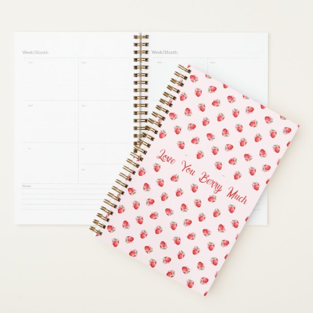 Pastel Pink Coquette Strawberry Personalised Planner (Display)