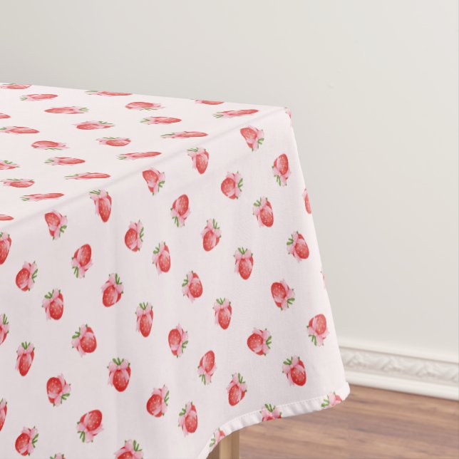 Pastel Pink Coquette Strawberry Personalised Tablecloth (In Situ)
