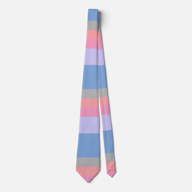 pastel pink coral grey blue purple color block tie (Front)