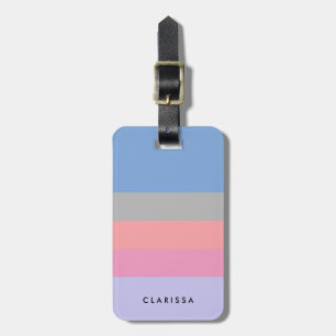 pastel pink coral grey blue purple colour block luggage tag