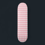 Pastel Pink Cottagecore Gingham Checks  Skateboard<br><div class="desc">Pink Cottagecore Gingham trendy aesthetic design</div>