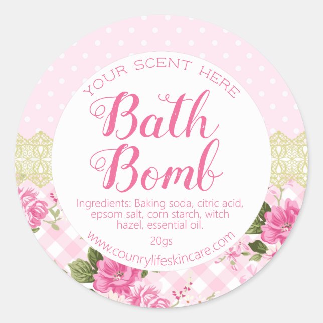 Pastel Pink Country Vintage Body Butter Labels (Front)