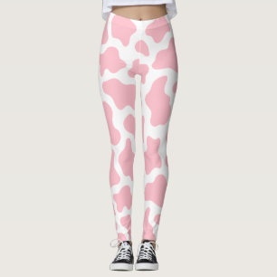 pastel pink cow print kawaii leggings