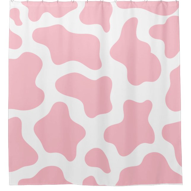 pastel pink cow print kawaii shower curtain (Front)