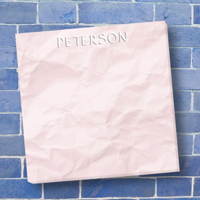 Pastel pink crumpled creased paper customised name post-it notes (Creator Uploaded)