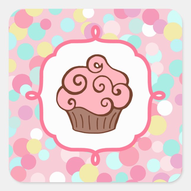 Pastel Pink Cupcake Stickers (Front)