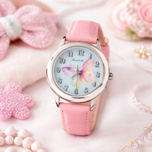 Pastel Pink Custom Name Kids Timepiece Gift Watch