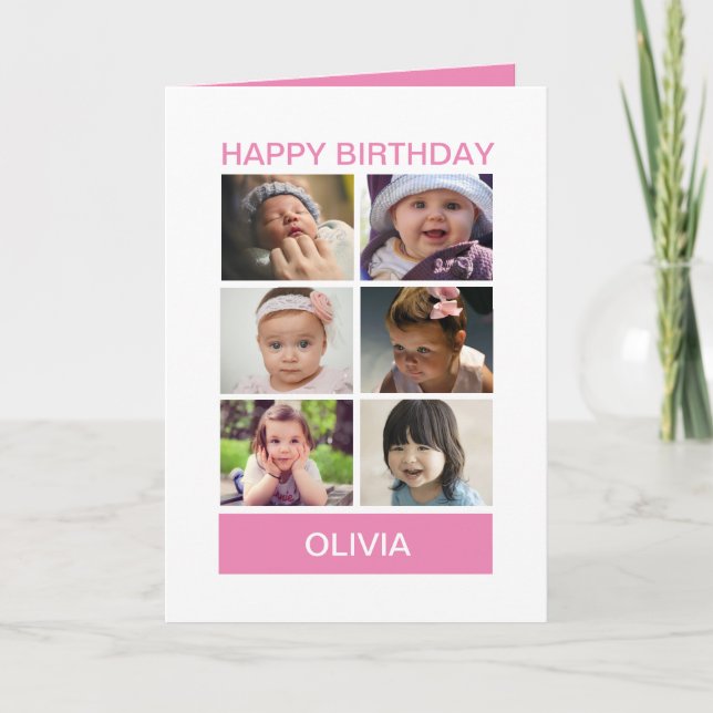 Pastel Pink Custom Photo – Personalised Greetings Card (Front)