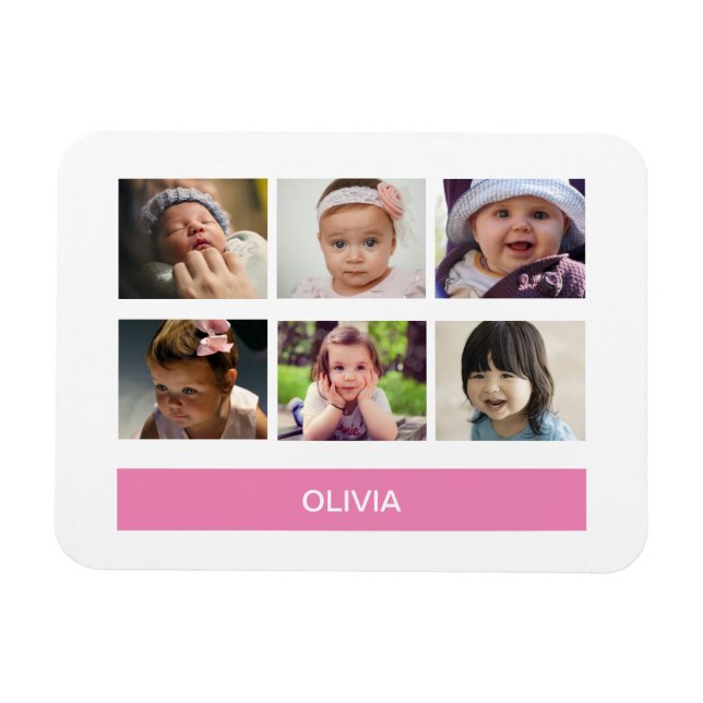 Pastel Pink Custom Photo – Personalised Magnet (Horizontal)