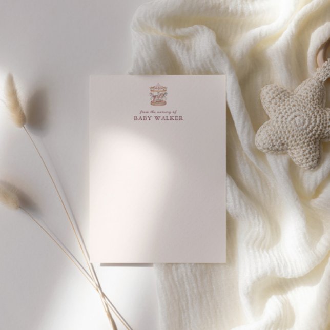 Pastel Pink Cute Carousel Girl Baby Shower  Card (Creator Uploaded)