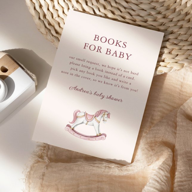 Pastel Pink Cute Carousel Girl Baby Shower Enclosure Card (Creator Uploaded)