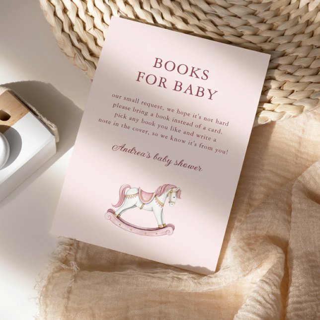 Pastel Pink Cute Carousel Girl Baby Shower Enclosure Card (Creator Uploaded)