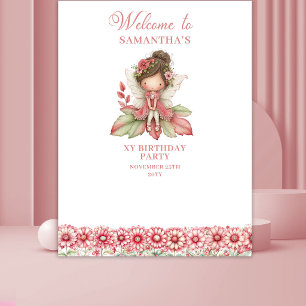 Pastel Pink Cute Fairy 1st Birthday Backdrop Tapestry