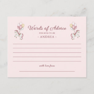 Pastel Pink Cute Girl Baby Shower Words of Advice Enclosure Card