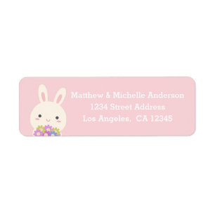 Pastel Pink Cute Kawaii Bunny Rabbit With Flowers