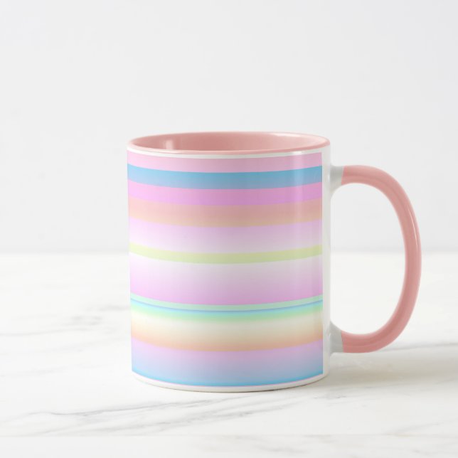 Pastel pink cute palette stripes Mug (Right)