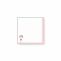 Pastel Pink Cute Penguin Parachute Post-It Notes