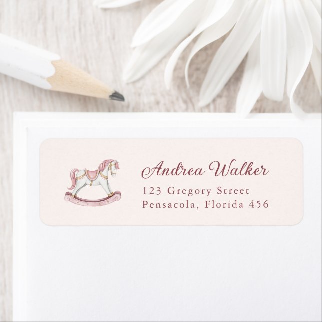 Pastel Pink Cute Rocking Horse Girl Baby Shower (Insitu)