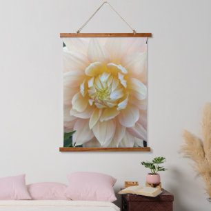 Pastel Pink Dahlia Bloom Floral Hanging Tapestry
