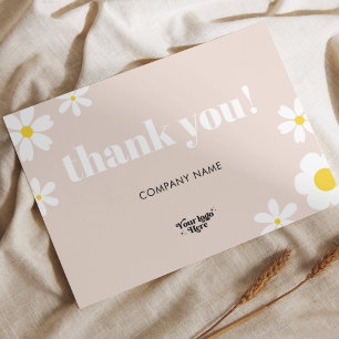 Pastel Pink Daisy Logo Brand Thank You Coupon Card