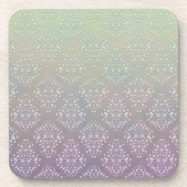 Pastel Pink Damask Pattern Coaster (Front)