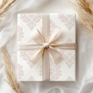 Pastel Pink Damask Shabby Floral  Wrapping Paper
