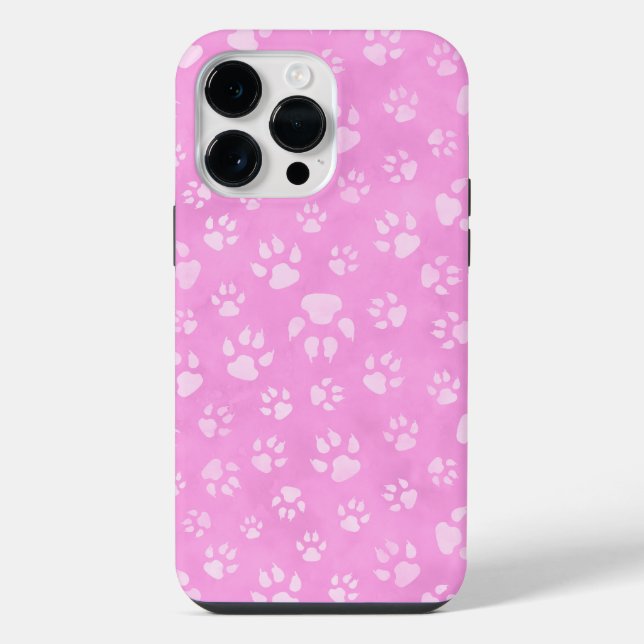 PASTEL PINK DOG PAWS iPhone CASE (Back)