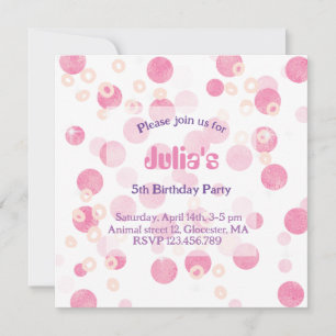 Pastel pink dots Birthday Party Invitation