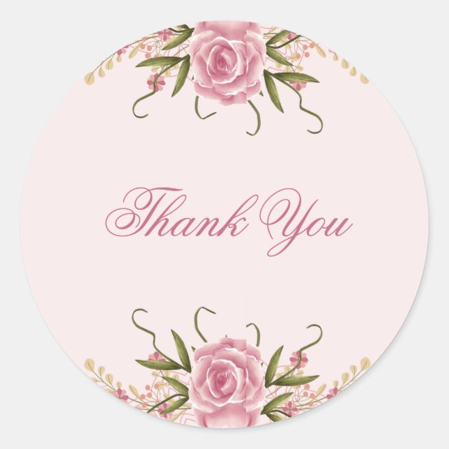 Pastel Pink Double Joint Twin Birthday Thank you Classic Round Sticker (Front)