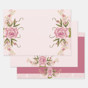 Pastel Pink Double Joint Twin Birthday Wrapping Paper Sheet