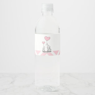 Pastel Pink Elephant Girl Baby Shower Water Bottle Label