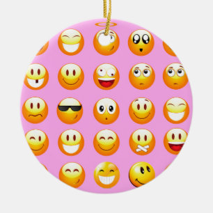 pastel pink emoji ceramic tree decoration
