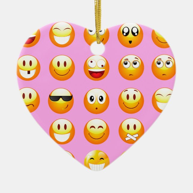pastel pink emoji ceramic tree decoration (Front)