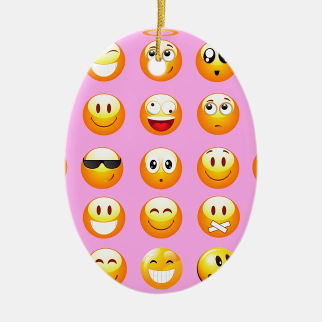 pastel pink emoji ceramic tree decoration (Front)