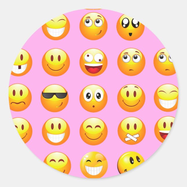 pastel pink emoji classic round sticker (Front)