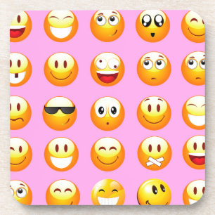 pastel pink emoji coaster