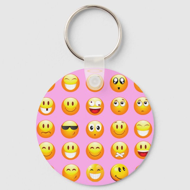 pastel pink emoji key ring (Front)