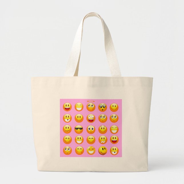 pastel pink emoji large tote bag (Front)