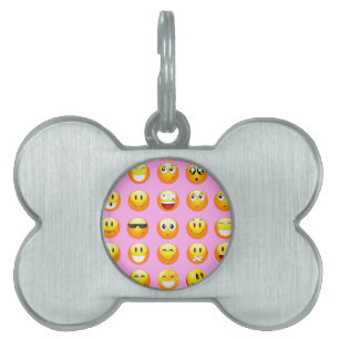 pastel pink emoji pet ID tag