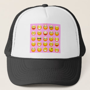 pastel pink emoji trucker hat