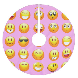 pastel pink emoji xmas christmas tree skirt