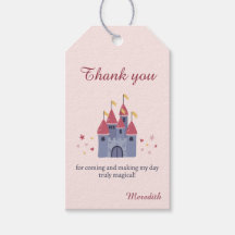 Pastel Pink Enchanted Castle Heart Star Favour Tag