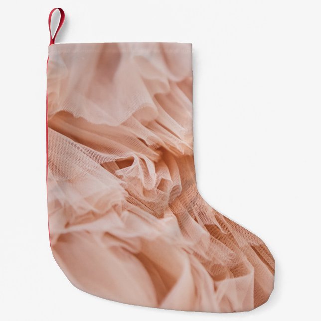 Pastel Pink Fabric: Elegant Textures. Small Christmas Stocking (Front)