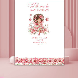 Pastel Pink Fairy Cute Floral 2 Birthday Backdrop Tapestry