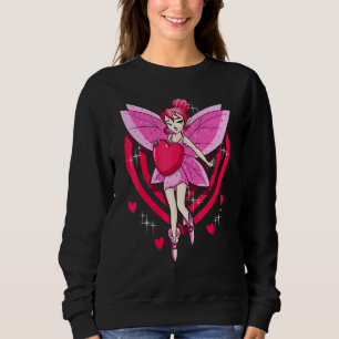Pastel Pink Fairy With Red Hearts Girls Sweatshirt