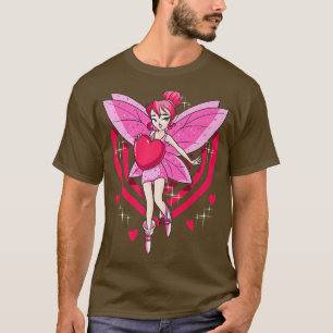 Pastel Pink Fairy With Red Hearts GirlsT-Shirt T-Shirt