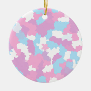 Pastel Pink Feminine Abstract Camouflage Pattern Ceramic Tree Decoration