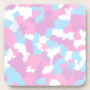 Pastel Pink Feminine Abstract Camouflage Pattern Coaster