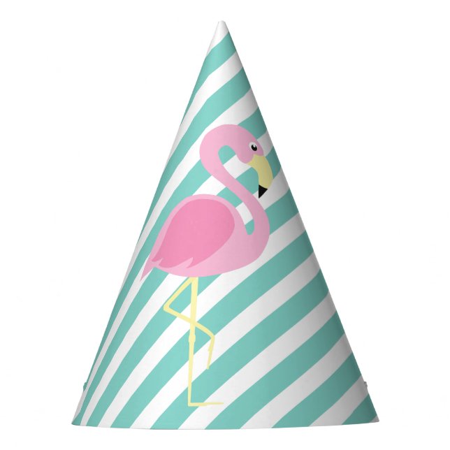 Pastel Pink Flamingo Pool Party Birthday Party Hat (Front)